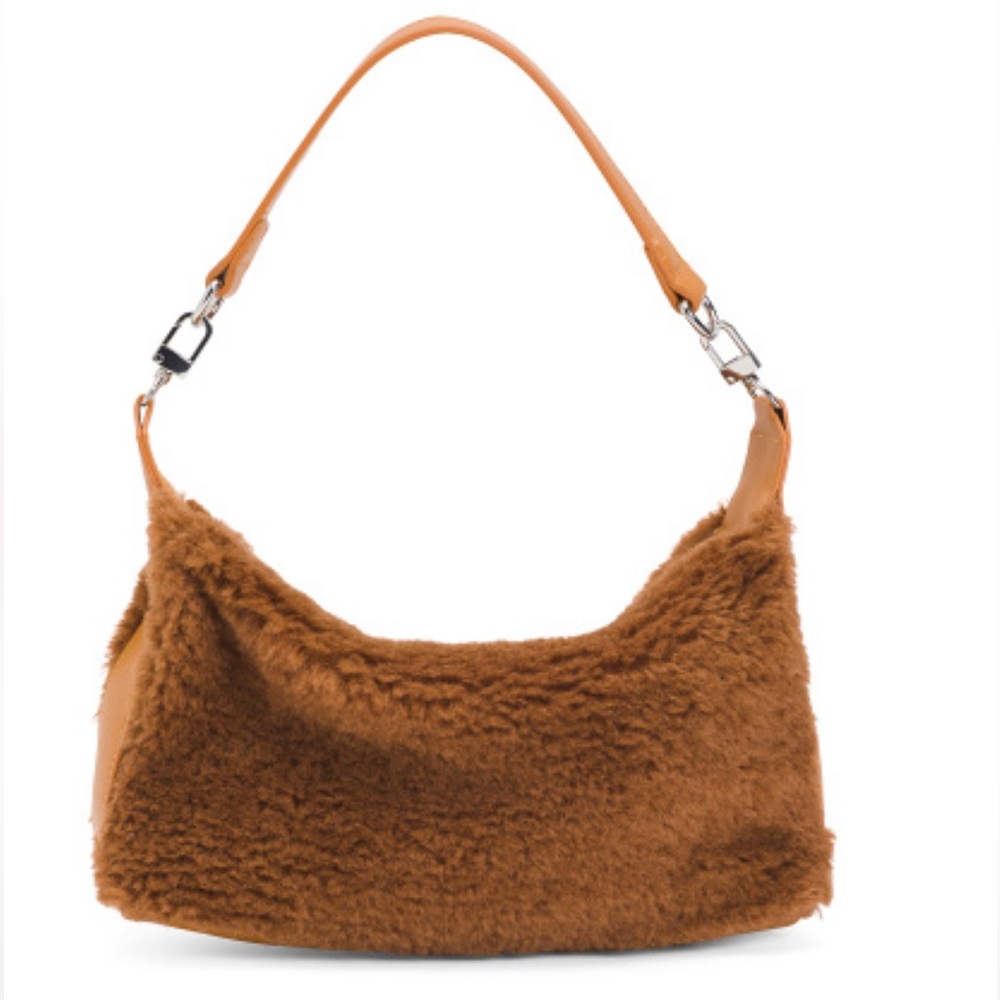 8 Other Reasons Chocolate Faux Shearling Shoulder Bag